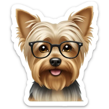 Yorkie with glasses sticker