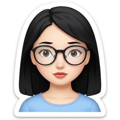 white baddie pretty girl with black hair and glasses, prettier, more like a Disney princess sticker