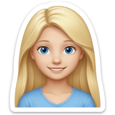 A young girl with long blonde hair and light blue eyes sticker