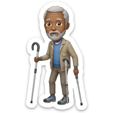old black man with crutches sticker