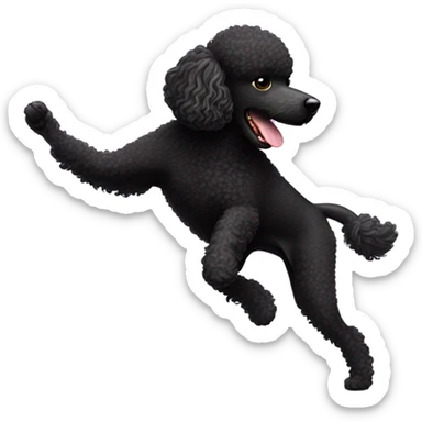 Black miniature poodle playing ultimate frisbee sticker