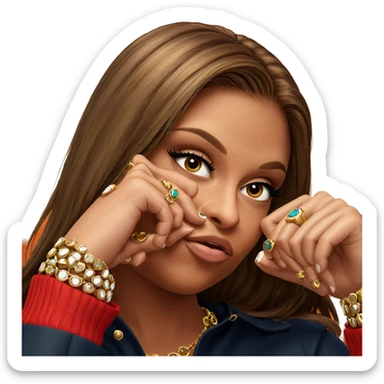 brown haired girl with jewelry sticker