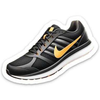 Running shoes placed on a professional track, ready for action. The background features a grand stadium with cheering spectators on the stands. The scene is lit by bright sunlight, highlighting the energy of competitive running. Transparent background enhances focus on the sport. sticker