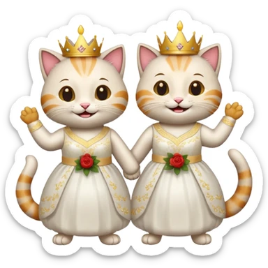two happy cats getting married sticker