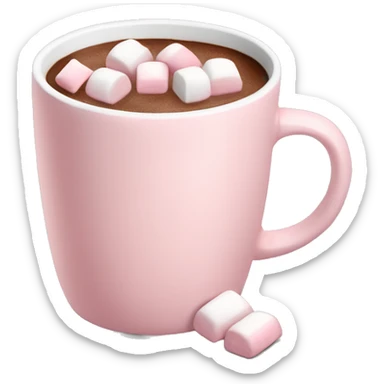 Light Pink mug of hot chocolate with marshmallows  sticker