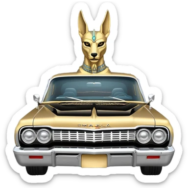 1964 impala low rider four door Anubis painted on the hood  sticker