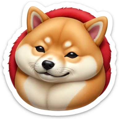 Cinematic Chubby Sleeping Shiba Inu Portrait Emoji, Chubby and serene, with a round, adorable build and a plush red fur with a soft creamy underbelly, eyes gently closed in peaceful slumber, Simplified yet irresistibly endearing features, highly detailed, glowing with a gentle, dreamy glow, high shine, relaxed and content, stylized with a touch of whimsy, bright and heartwarming, soft glowing outline, capturing the essence of a blissfully sleepy companion, so comically serene it feels like it could roll out of the screen and snore with adorable charm! sticker