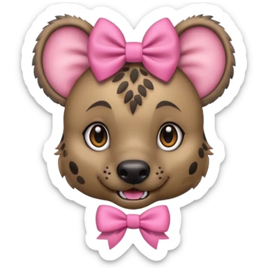 hyena with a pink bow, friendly face sticker