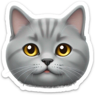 British shorthair cat grey and fluffy sticker