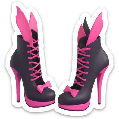 BLACKPINK-inspired gothic shoes, no hearts, black and pink, cute and sticker