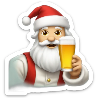 Père Noël qui offre un verre de bière à un enfant comme cadeau sticker