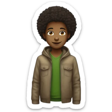 ethiopian kid with afro hair style, not much of average black kid but fairly white sticker