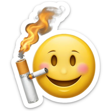 Smiley face smoking cigarette out of mouth  sticker
