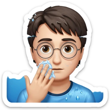harry potter is washing his face sticker