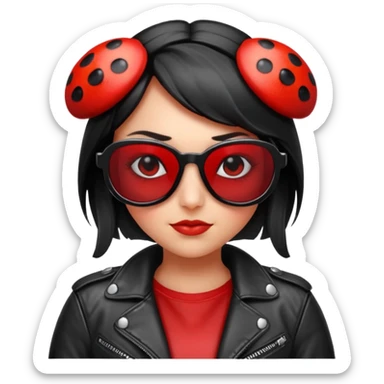 a badass ladybug with sunglasses and a leather jacket sticker
