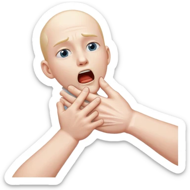 Hands over a throat  sticker