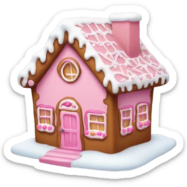 pink gingerbread house with snow  sticker