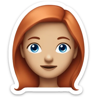 a girl with blue eyes, straight red hair sticker