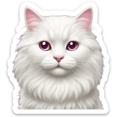 white fluffy cat with pink bow sticker