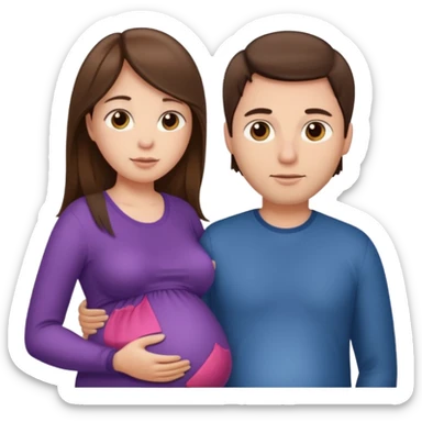 A pregnant woman with long straight brown hair and fair skin and man with short brown hair and fair skin  sticker