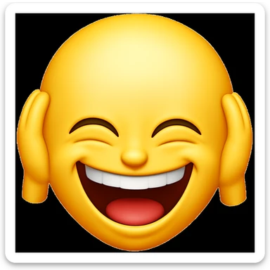 Make the forehead even bigger with exaggerated laughing expression, in the style of apple emojis. sticker