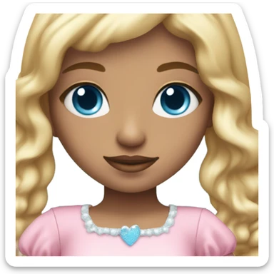 ocean blue doll eyes, blonde hair, feminine, pink, girl, angelic sticker