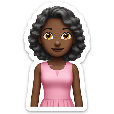 Black girl with straight hair in a pink dress sticker