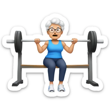Grandma bench pressing sticker