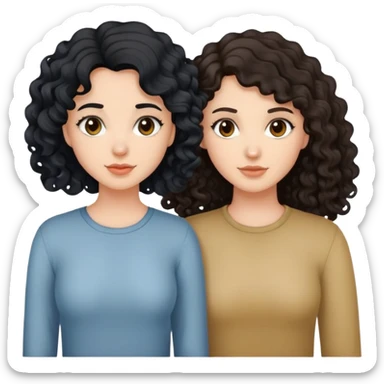 Brunette and black hair bestie they all whitr the black hair is curly and the brunette is wavy  sticker