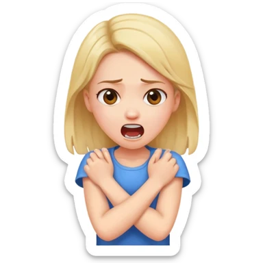 arms crossed holding neck screaming girl sticker