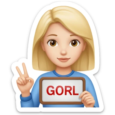 A girl holding a sign saying good girl sticker