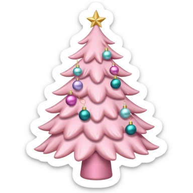 pastel pink christmas tree with pink ribbon sticker