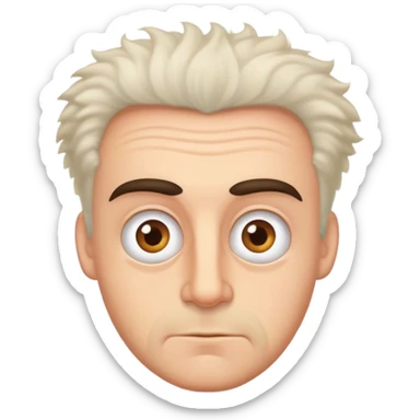 Fuzzy headed German man with hazel eyes and big eyebrows  sticker