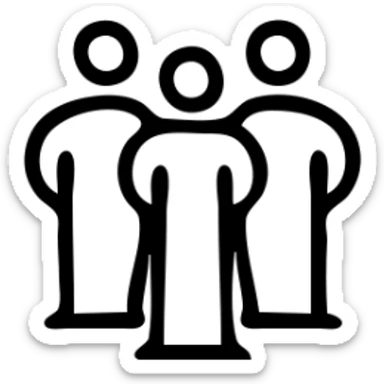 A small group of people standing together, simple icon style sticker