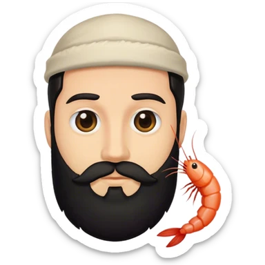 phd caucasian graduate with balck beard but is the shrimp emoji sticker