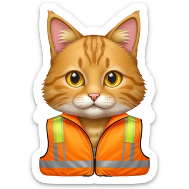 tabby cat in hi-vis clothing sticker