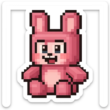 Extract the pink bunny plushie attached to the person, keep it cute and in the original Minecraft cartoon style, with a transparent background. sticker
