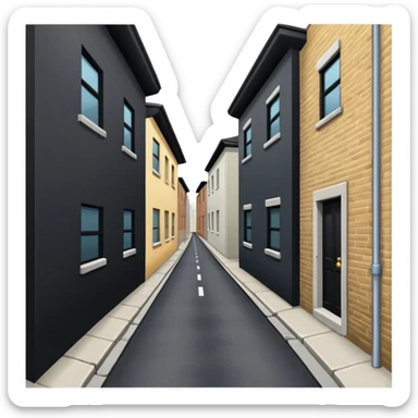 alleyway between two plain buildings sticker