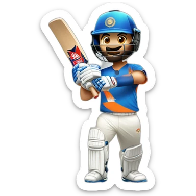 Virat kohli with cricket bat in Indian team jersey sticker