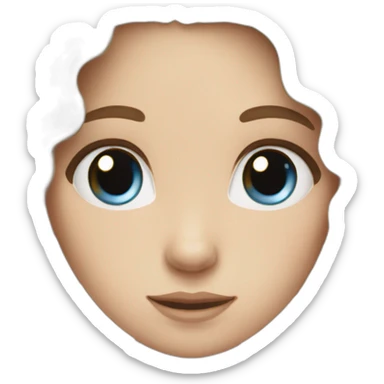 white Girl with blue eyes and long brown curly hair sticker