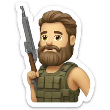 Un barbu avec une arme sticker