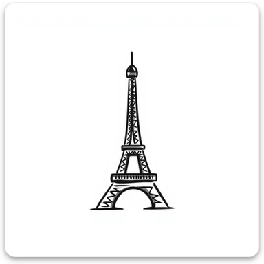Eiffel Tower in a hand-drawn doodle style sticker