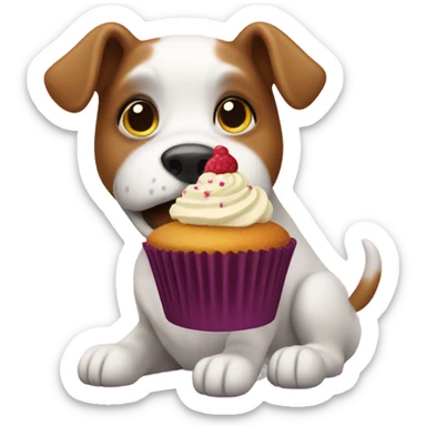 dog eating cupcake sticker
