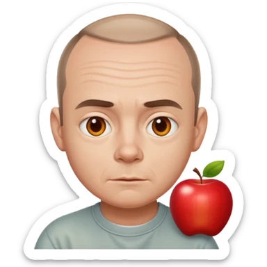 Carl from Sling Blade, neutral expression, apple style emoji sticker