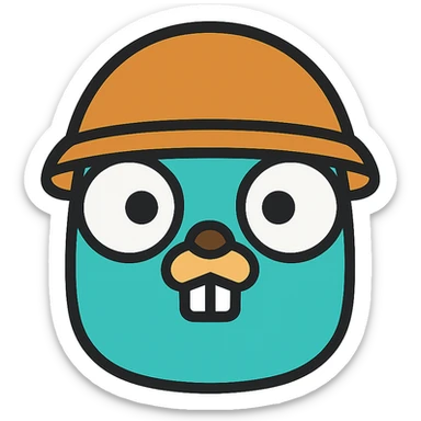 Gopher with a different style of helmet in color outline icon style, with no background. sticker