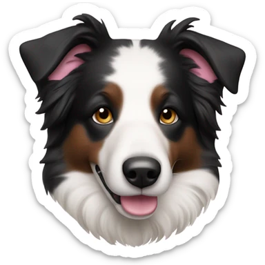 a border collie with a light pink collar sticker