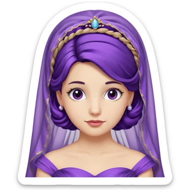 Odysseus' wife Penelope Greek myth purple clothing half updo veil sticker