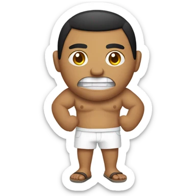 Angry Samoan guy holding jandal in hand sticker