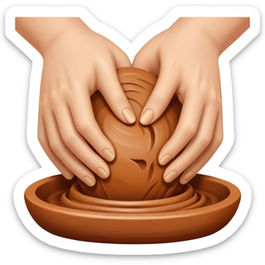 Hands kneading pottery clay sticker