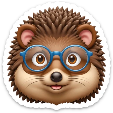 hedgehog with reading glass sticker